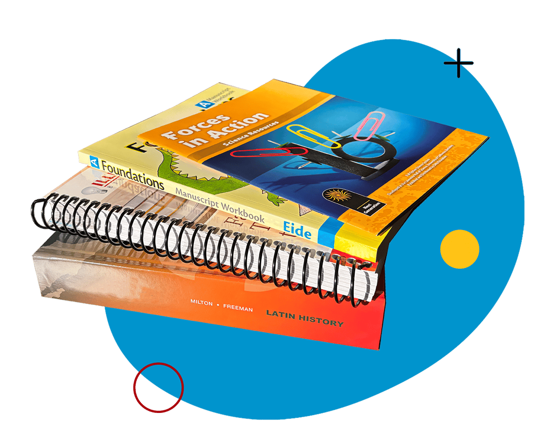 stack of case, coil, perfect bound, and saddle-stitched books